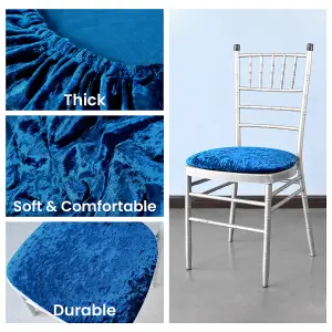 Royal Blue Velvet Chair Seat Pad Covers - Pack of 10