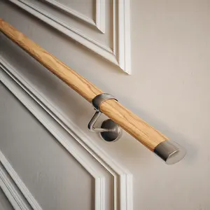 Wooden Handrail Kits / Red Oak - Brushed Silver