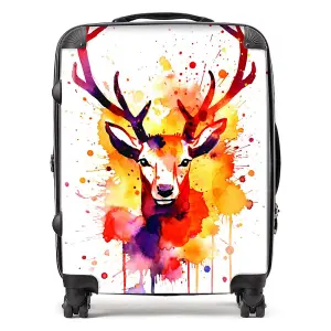 Watercolour Stag Face Suitcase - Large