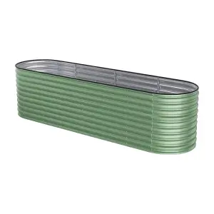 320cm W Oval-Shaped Galvanized Steel Raised Garden Bed Outdoor Use Only, Light Green