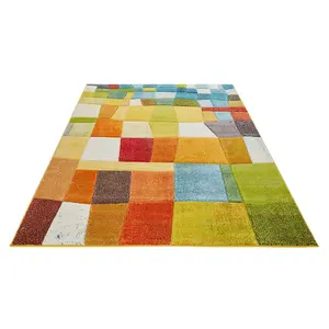 Multi Geometric Easy to Clean Modern Rug For Dining Room-200cm X 290cm