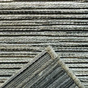 Grey Striped Outdoor Rug, Striped Stain-Resistant Rug For Patio, Deck, Garden, 5mm Modern Outdoor Rug-120cm X 170cm