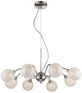 Luminosa Spring 8 Light Multi Arm Ceiling Pendant Chrome Glass Eight, G9