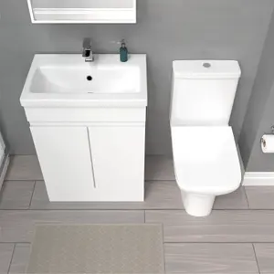 Nes Home 600mm White Basin Vanity & Rimless Close Coupled toilet