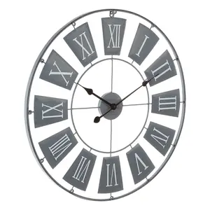 Interiors by Premier Grey Metal Large Wall Clock