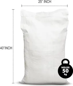 PRIMES DIY Strong Woven Rubble Builder PP Bags with liner, Heavy Duty PP Rubble White Jumbo Sack (25 x 40 inches) - Pack 10