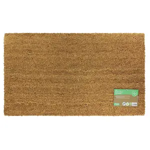 JVL Manor Plain Natural Coir Latex Backed Door Mat, Plastic/Vinyl, 40x70cm Brown