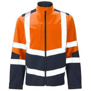 Hi Vis Two Tone Soft Shell Jacket - Orange/ Navy - 4XLarge