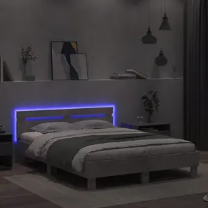 Berkfield Bed Frame with LED without Mattress Concrete Grey 140x190 cm