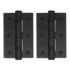 AFIT Matt Black Door Hinges - 3 Inch / 76mm  Internal Fire Door Hinges - 1 Pair