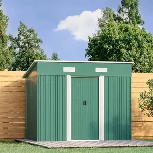 8ft. W x 4ft. D Metal Pent Garden Shed Green