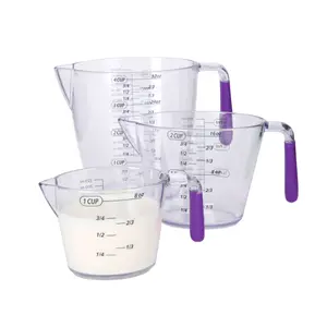 Colourworks 3 Piece Purple Acrylic Measuring Jug Set