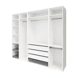 GoodHome Atomia Freestanding White Chipboard Wardrobe, clothing & shoes organiser (H)2250mm (W)2500mm (D)580mm