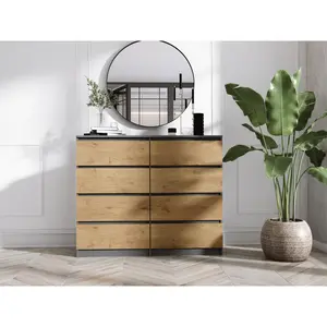 Helen 8 Drawer 120Cm W Double Drawers Anthracite/Lancelot oak