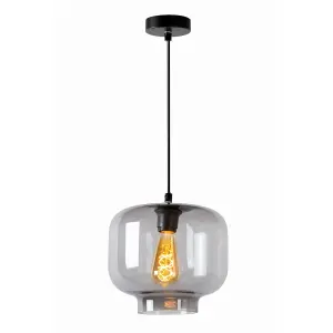 Lucide Medine Modern Pendant Light 25cm - 1xE27 - Smoke Grey