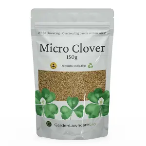 Micro Clover Seed for Lawn UK - 100% Small Leaf White Clover - Over Seeding or New Areas - 150g Pack Covers 15-30m²