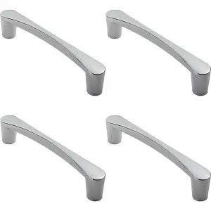 4x Curved D Shape Pull Handle 146 x 18.5mm 128mm Fixing Centres Polished Chrome