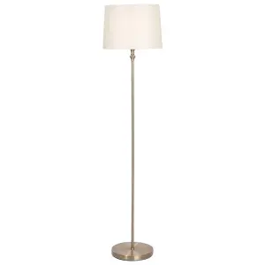 First Choice Lighting Antique Brass Floor Lamp with Cream Shade