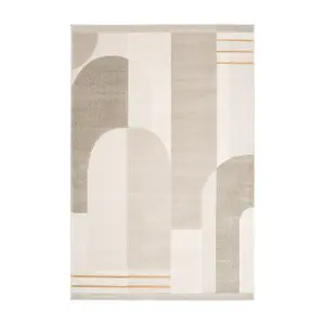 Melrose Turin Abstract Patterned Cream Brown Large Area Rug 120/170cm