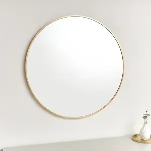 Melody Maison Large Round Gold Wall Mirror - 80cm x 80cm