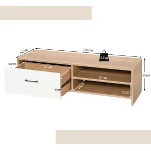 Costway TV Stand for 55 Inches TVs Wooden TV Console Table w/ 2 Open Shelf & Drawer