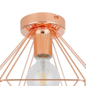 GoodHome Hexagon Gloss Metal Copper effect Ceiling light