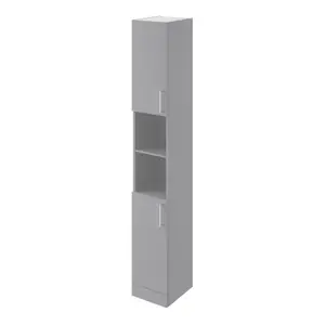 Veleka Gloss Grey Single Freestanding Bathroom Cabinet (H)180cm (W)27.5cm