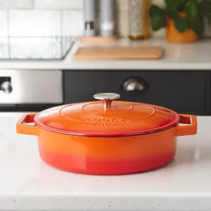 Cast Iron Casserole Set of 3 20 cm 26cm & 28cm / 2.8L 4.3L & 5.8L Dishes Oven Proof Enamelled Cast Iron Pans with Lids