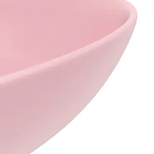 Berkfield Bathroom Sink Ceramic Matt Pink Round