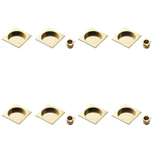 4 PACK - 30mm Sliding Door Rose & 2x 53mm Square Flush Finger Pulls - Polished Brass