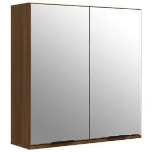 Berkfield Bathroom Mirror Cabinet Brown Oak 64x20x67 cm