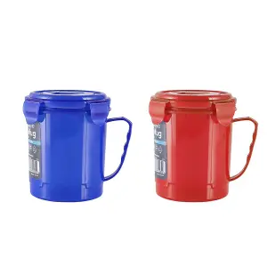 Microwave Soup Mug 500ML with blue or red color