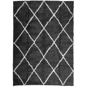 Shaggy Rug PAMPLONA High Pile Modern Black and Cream 240x340 cm