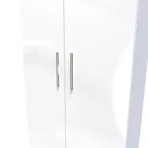 Harrow 2 Door 2 Drawer Wardrobe in White Gloss (Ready Assembled)