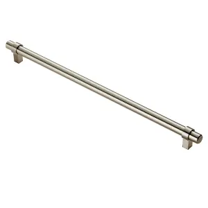 2x Round T Bar Cabinet Pull Handle 360 x 14mm 320mm Fixing Centres Satin Nickel