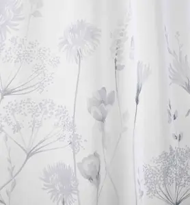 Catherine Lansfield Meadowsweet Floral 55x54 Inch Tab Top Voile Curtain Panel White