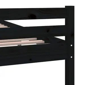 Berkfield Bed Frame Black Solid Wood 135x190 cm Double