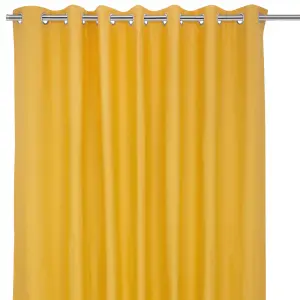 Hiva Yellow Solid dyed Lined Eyelet Curtain (W)228cm (L)228cm, Pair