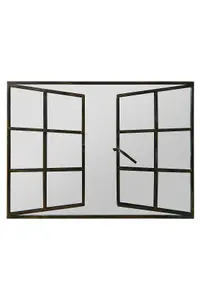 MirrorOutlet The Kirkby Rustic Metal Rectangle Shaped Decorative Window Effect Wall Mirror 100CM X 73CM