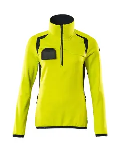 Mascot Accelerate Safe Ladies Half Zip Microfleece (Hi-Vis Yellow/Dark Navy)  (Medium)