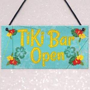 Red Ocean Tiki Bar Open Hanging Bar Pub Plaque Cocktails Beach Decoration Sign Friendship Gift