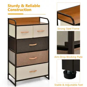 Costway Chest of Drawer with 5 Foldable Drawers Storage Tower