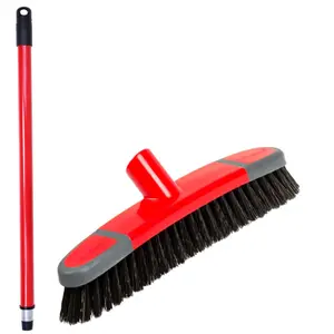 2 x Deck Scrub & Long Handle Sweeping Brushes Ideal For Cleaning Hard Floors