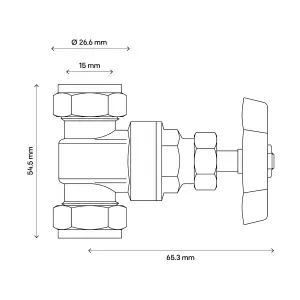 Flomasta Bronze Compression Heating & sanitary Shut-off Valve, (Dia)15mm