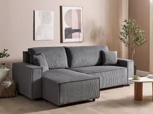 Sofa Bed ABACKA Graphite Grey Corduroy Right Hand