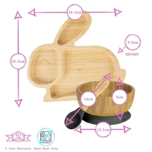 Tiny Dining 4pc Rabbit Bamboo Suction Baby Feeding Set - Beige