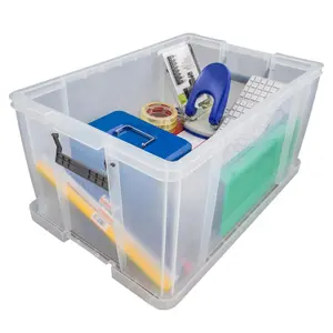 3 x 36 Litre Storage Box For Home Or Office With Strong Snap Closure Lid & Reinforced Base