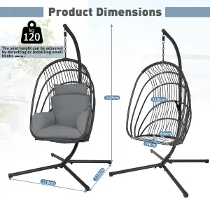 Costway Swing Hanging Egg Chair W/ Stand Hammock Chair W/ Soft Cushion Garden Patio Seat