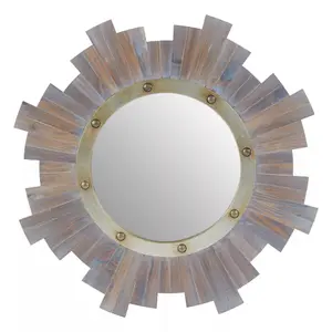 Interiors by Premier Sunburst Wooden Wall Mirror with Nail head