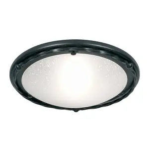 Elstead Pembroke 1 Light Flush Ceiling Light Black, E27